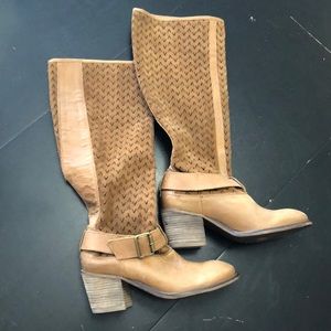 Leather camel colored tall boots